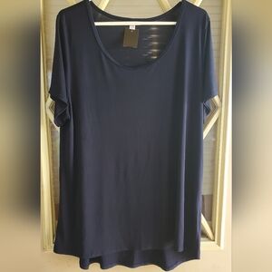 LuLaRoe Navy Short Sleeve Top, Stretch, Lightweight